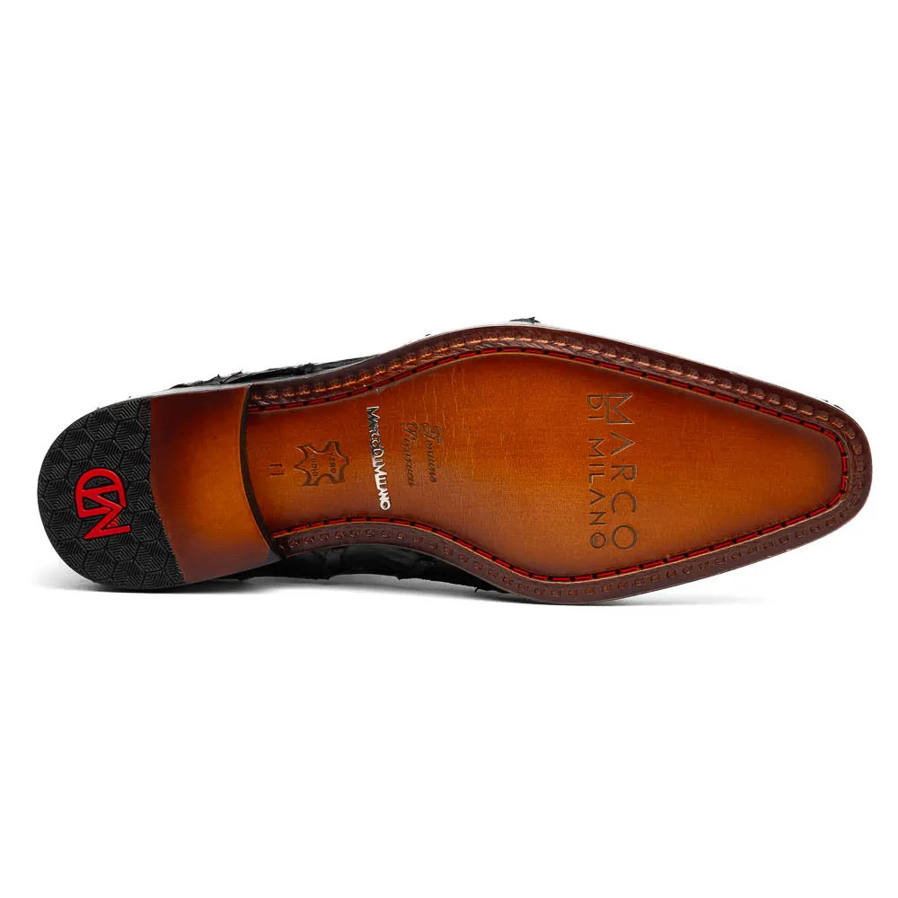 Marco Di Milano Olivieri Black Pirarucu Oxford Dress Shoes