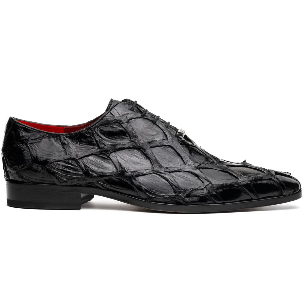 Marco Di Milano Olivieri Black Pirarucu Oxford Dress Shoes