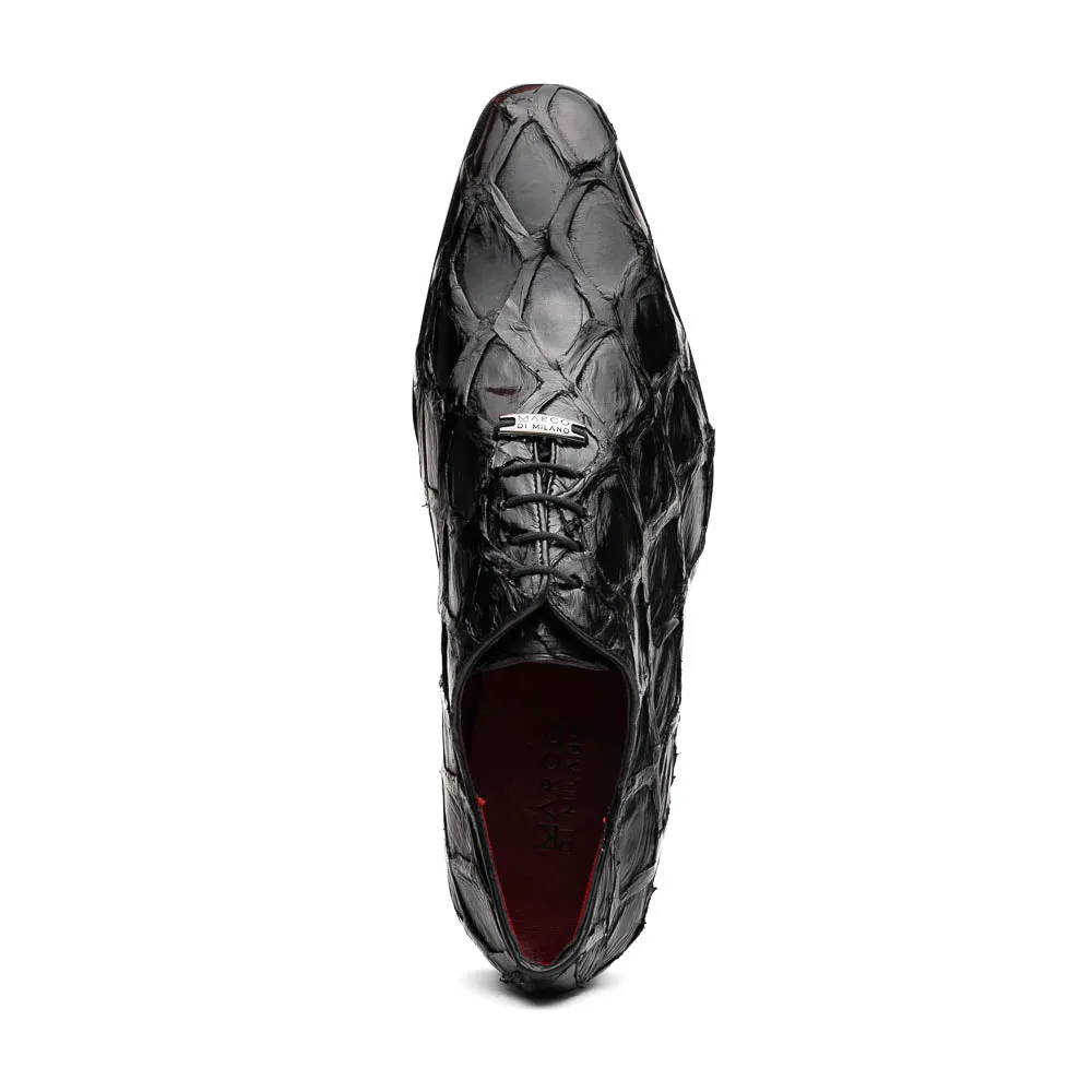 Marco Di Milano Olivieri Black Pirarucu Oxford Dress Shoes