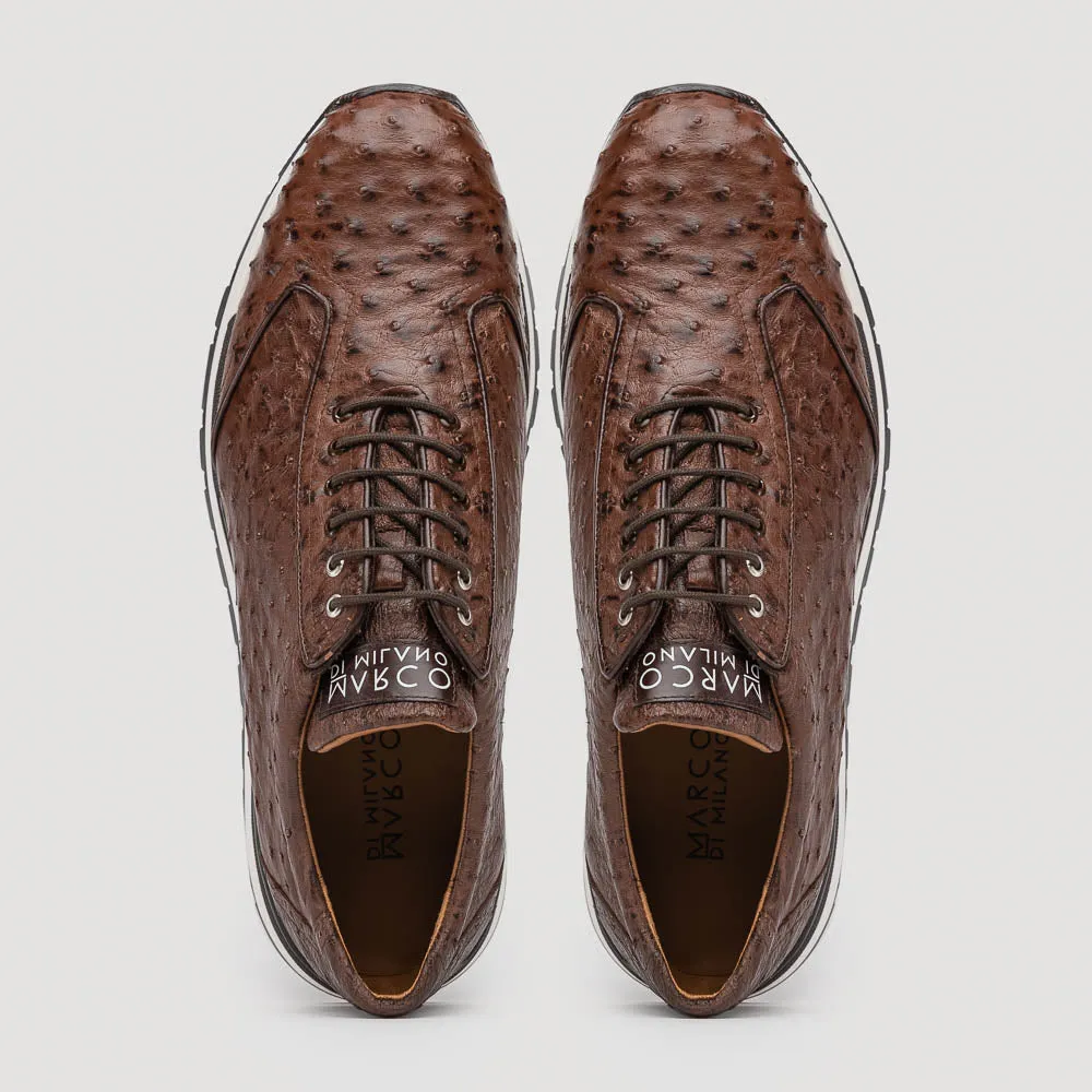 Marco Di Milano Scanno in Brown Ostrich Quill Sneakers