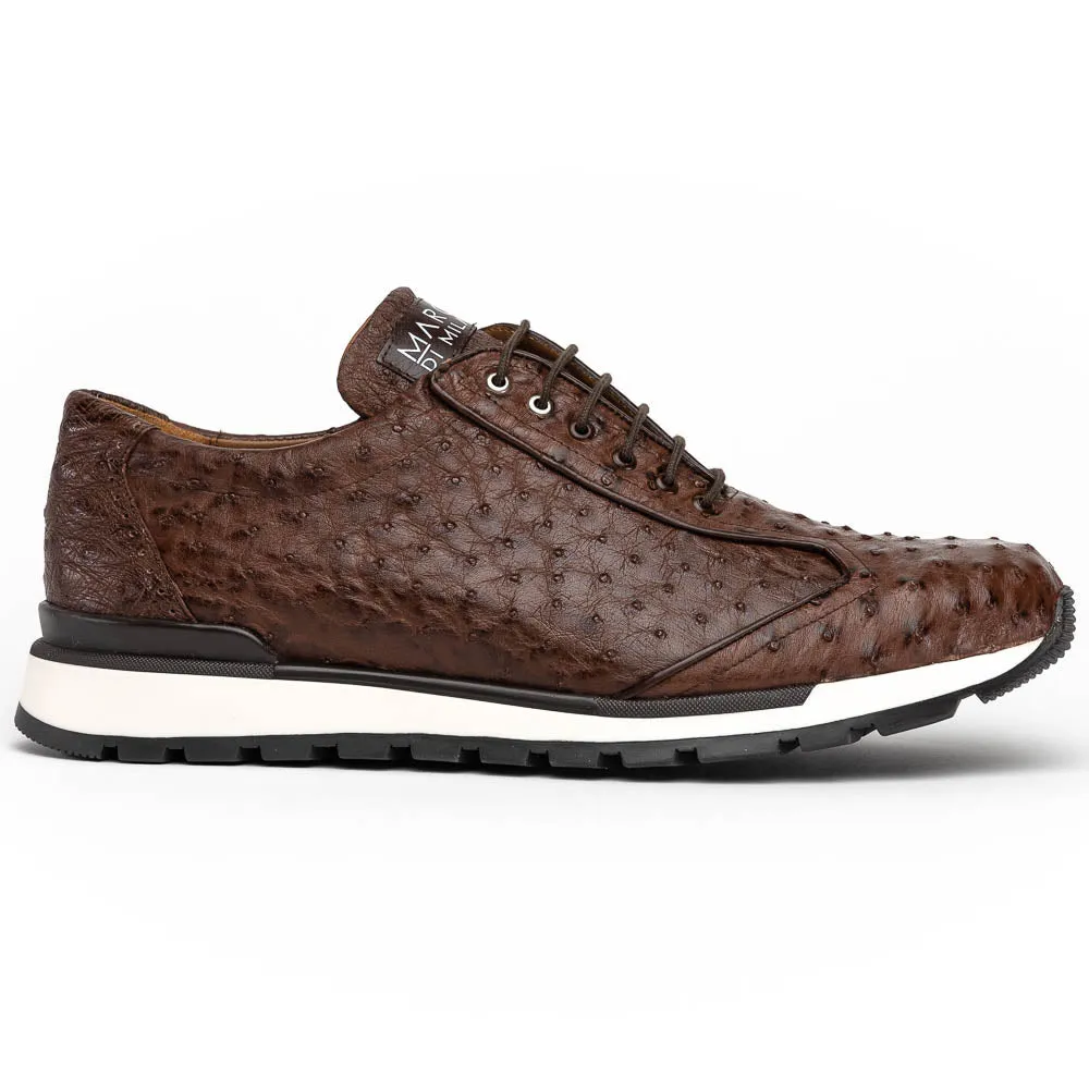Marco Di Milano Scanno in Brown Ostrich Quill Sneakers