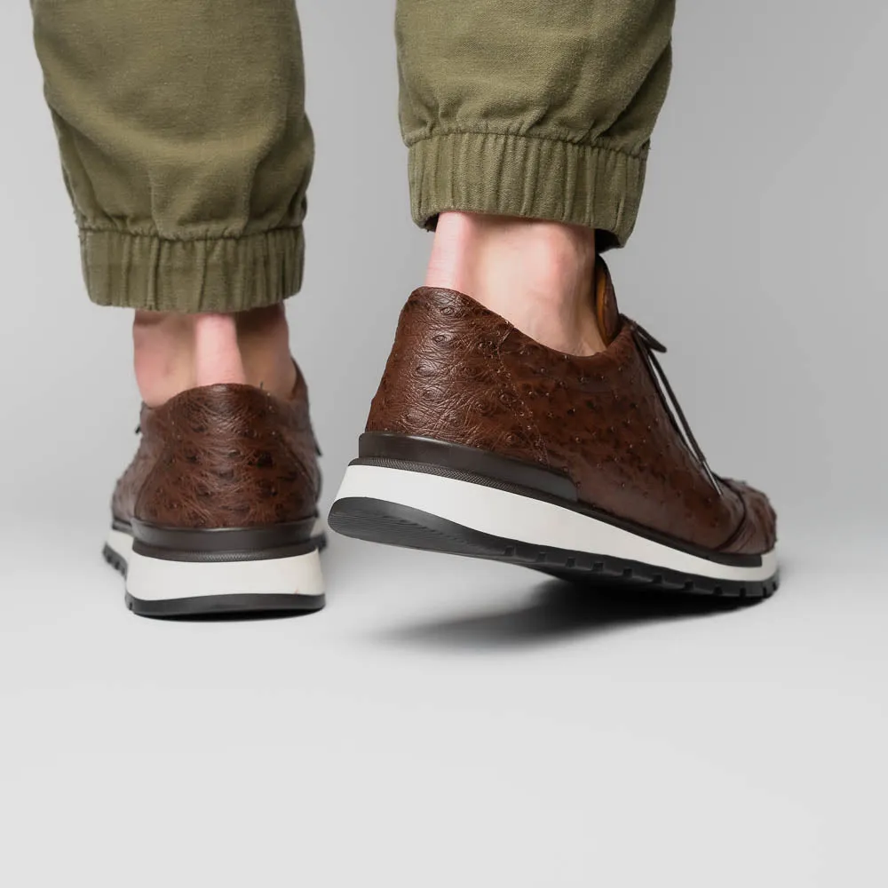 Marco Di Milano Scanno in Brown Ostrich Quill Sneakers
