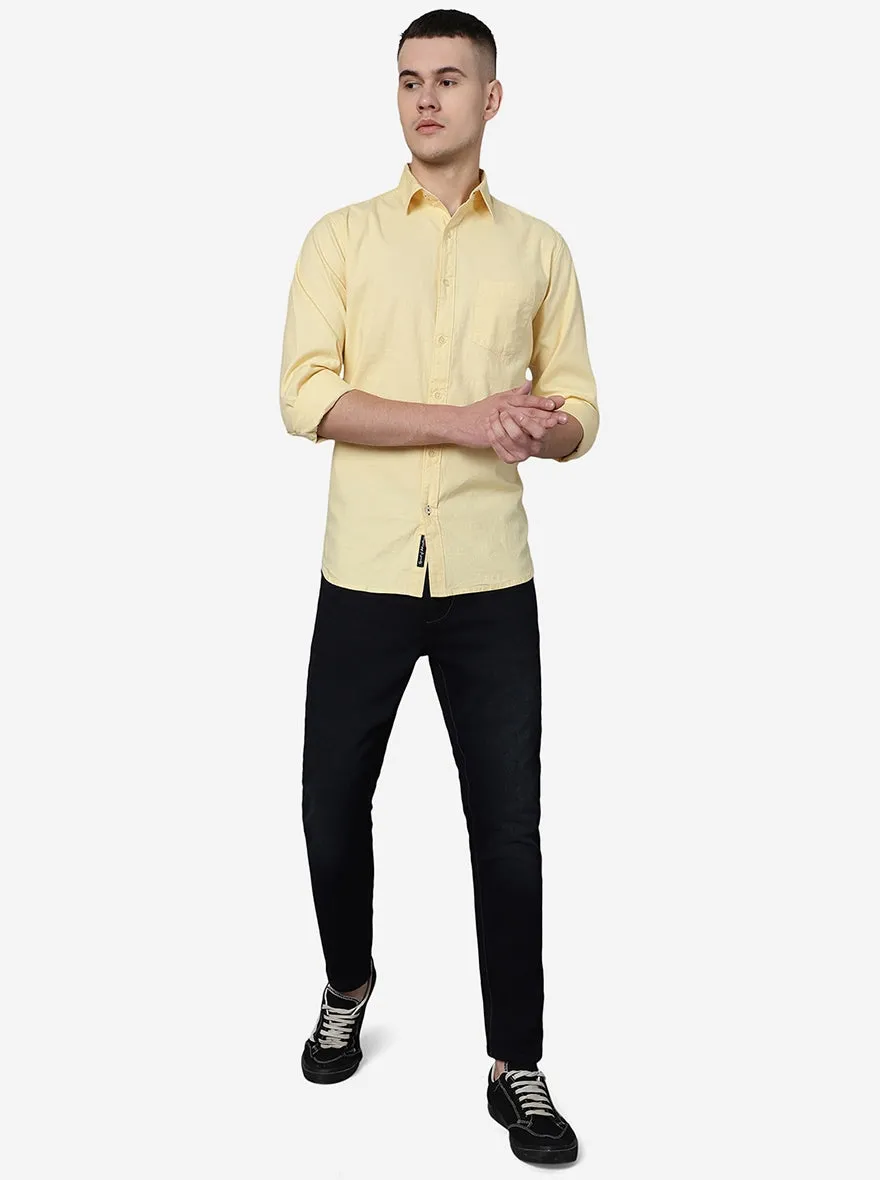 Mellow Yellow Solid Slim Fit Casual Shirt | JadeBlue