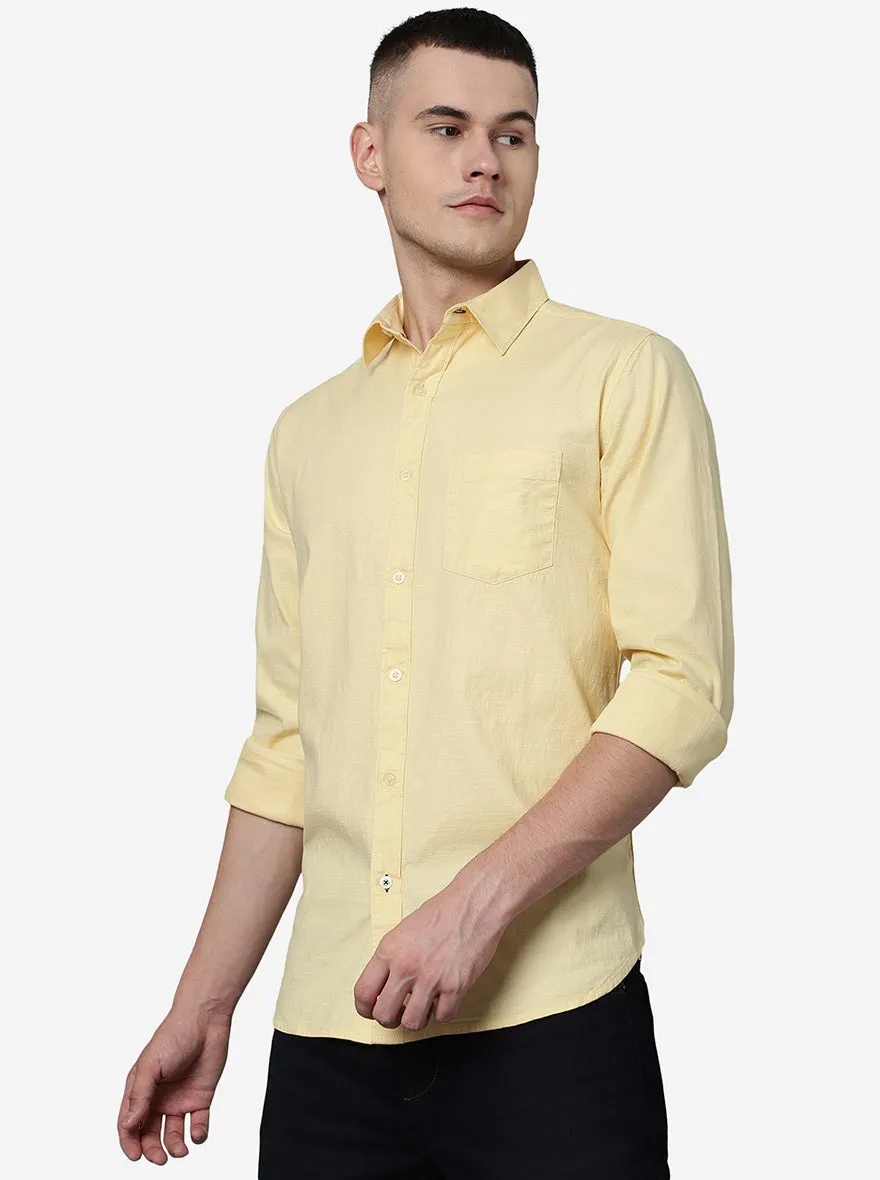 Mellow Yellow Solid Slim Fit Casual Shirt | JadeBlue