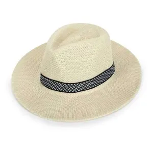 Men Women Polyester Straw Floppy Wide Brim Sun Hat
