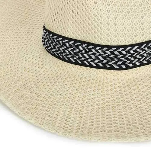 Men Women Polyester Straw Floppy Wide Brim Sun Hat