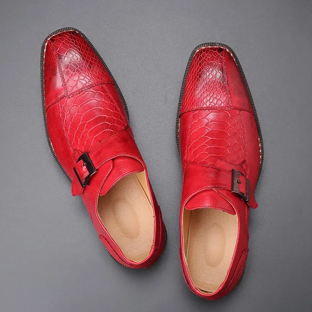 Men's Business Snakeskin Grain Leather Brogues Shoes