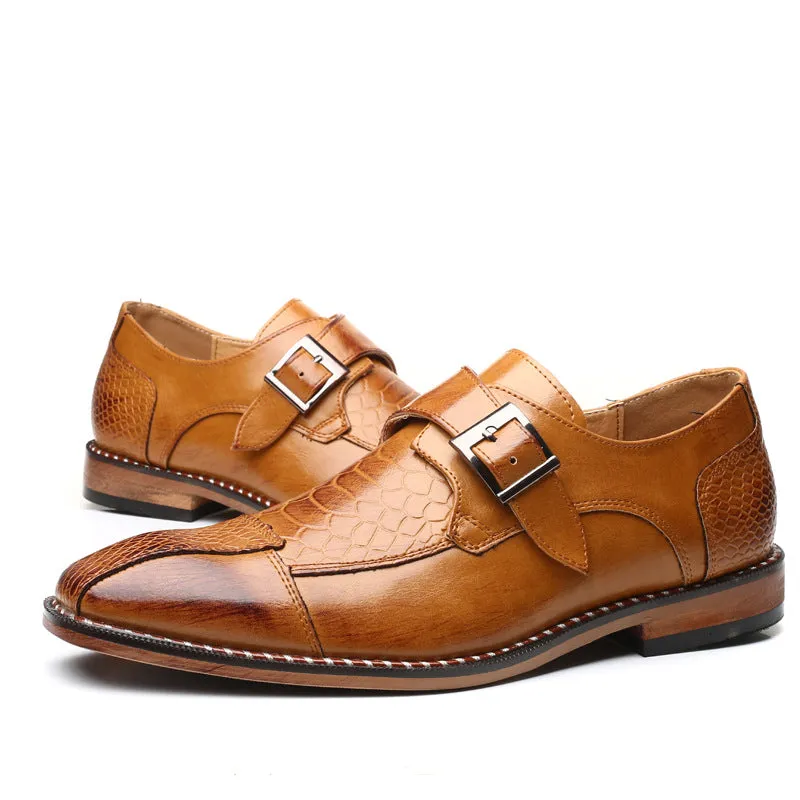 Men's Business Snakeskin Grain Leather Brogues Shoes