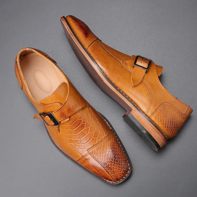 Men's Business Snakeskin Grain Leather Brogues Shoes