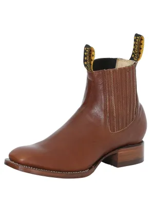 Men's Genuine Leather Classic Cowboy Ankle Boots 'El General' Walnut Color 41498