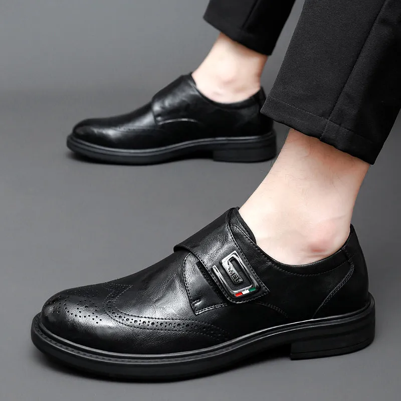 Men's Leather Carved Block Shoes
