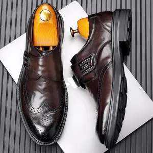 Men's Leather Carved Block Shoes