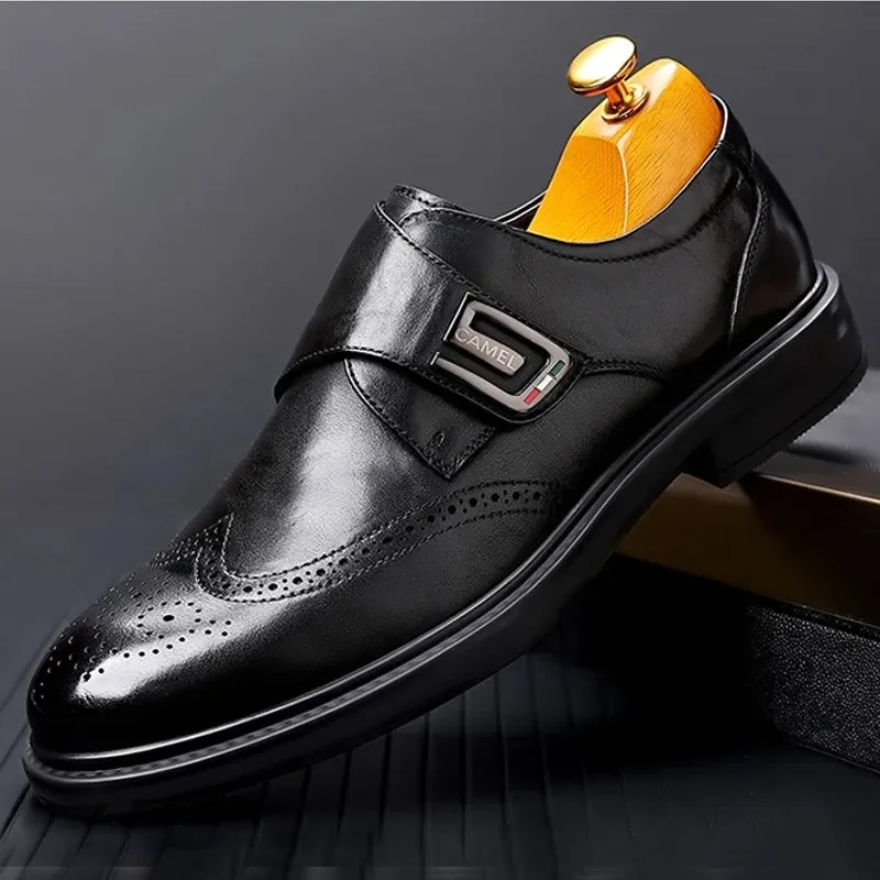 Men's Leather Carved Block Shoes