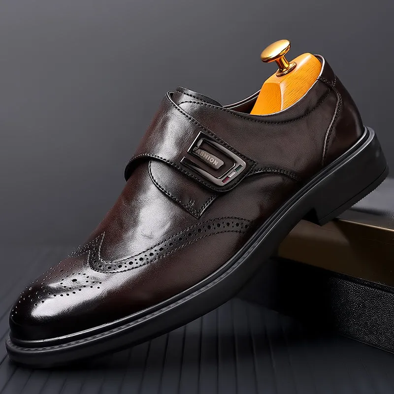 Men's Leather Carved Block Shoes