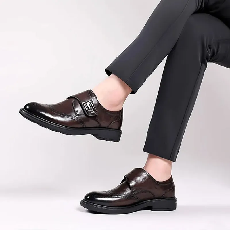 Men's Leather Carved Block Shoes
