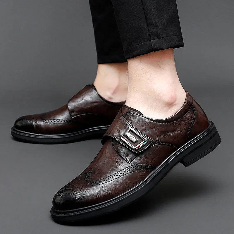 Men's Leather Carved Block Shoes
