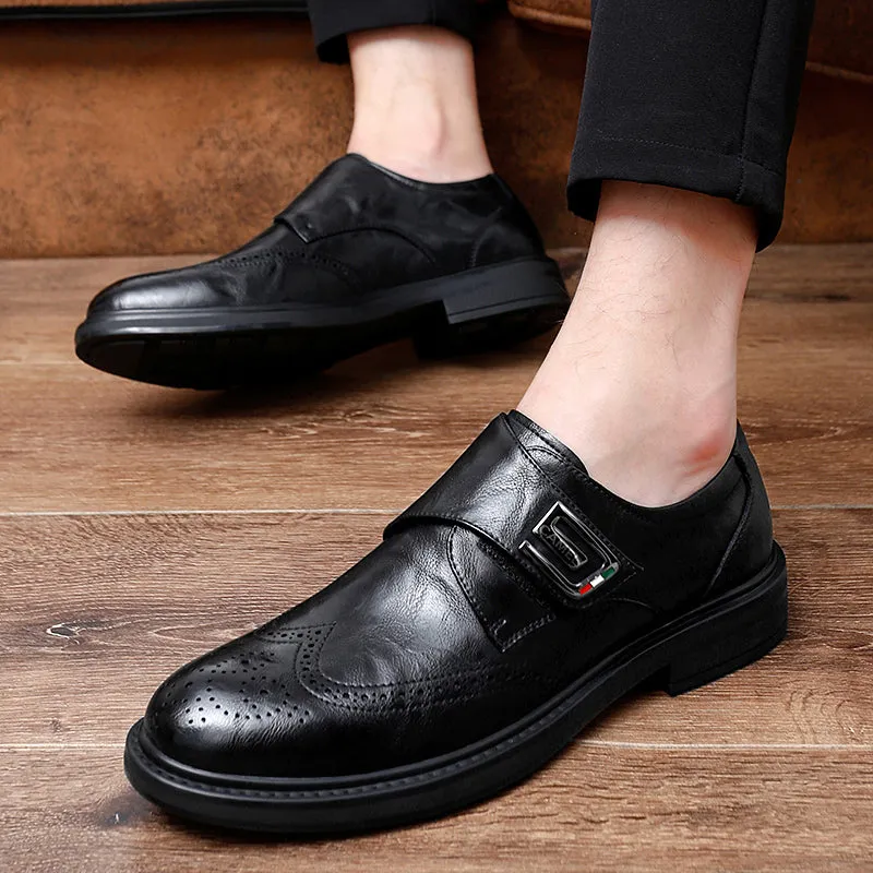 Men's Leather Carved Block Shoes