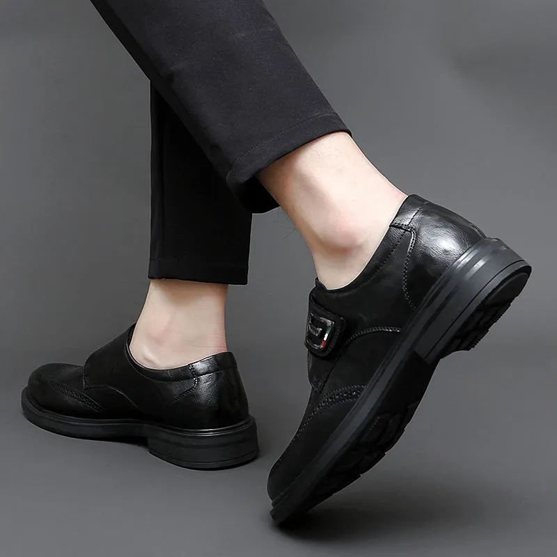 Men's Leather Carved Block Shoes