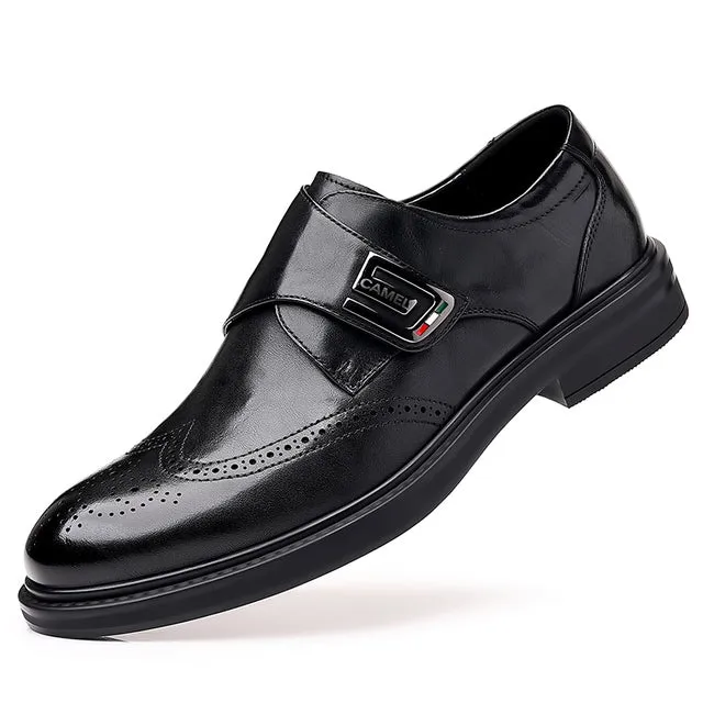 Men's Leather Carved Block Shoes
