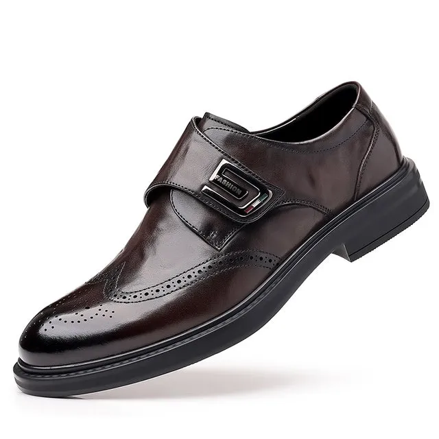 Men's Leather Carved Block Shoes