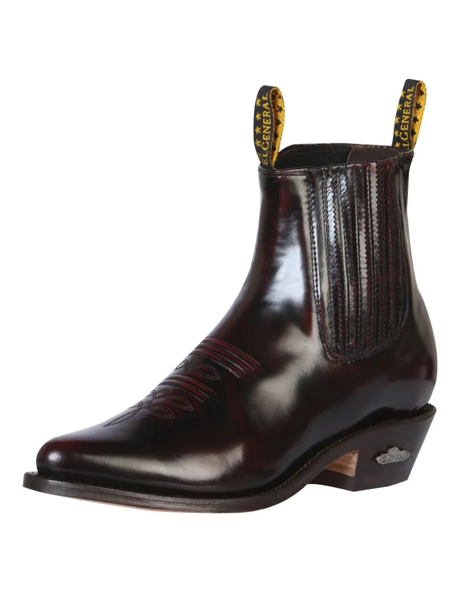 Men's Leather Chameleon Finish Classic Cowboy Ankle Boots 'El General' Wine Color 179