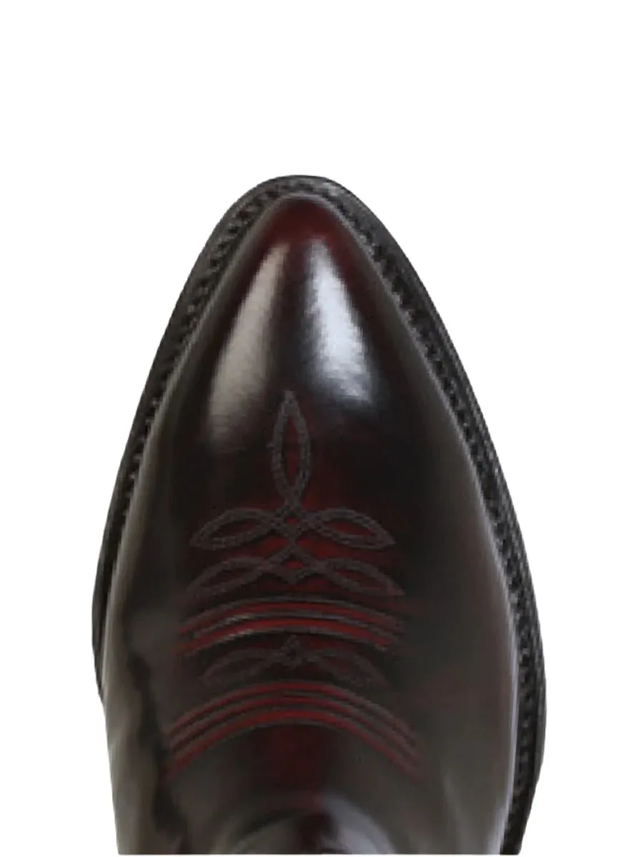 Men's Leather Chameleon Finish Classic Cowboy Ankle Boots 'El General' Wine Color 179