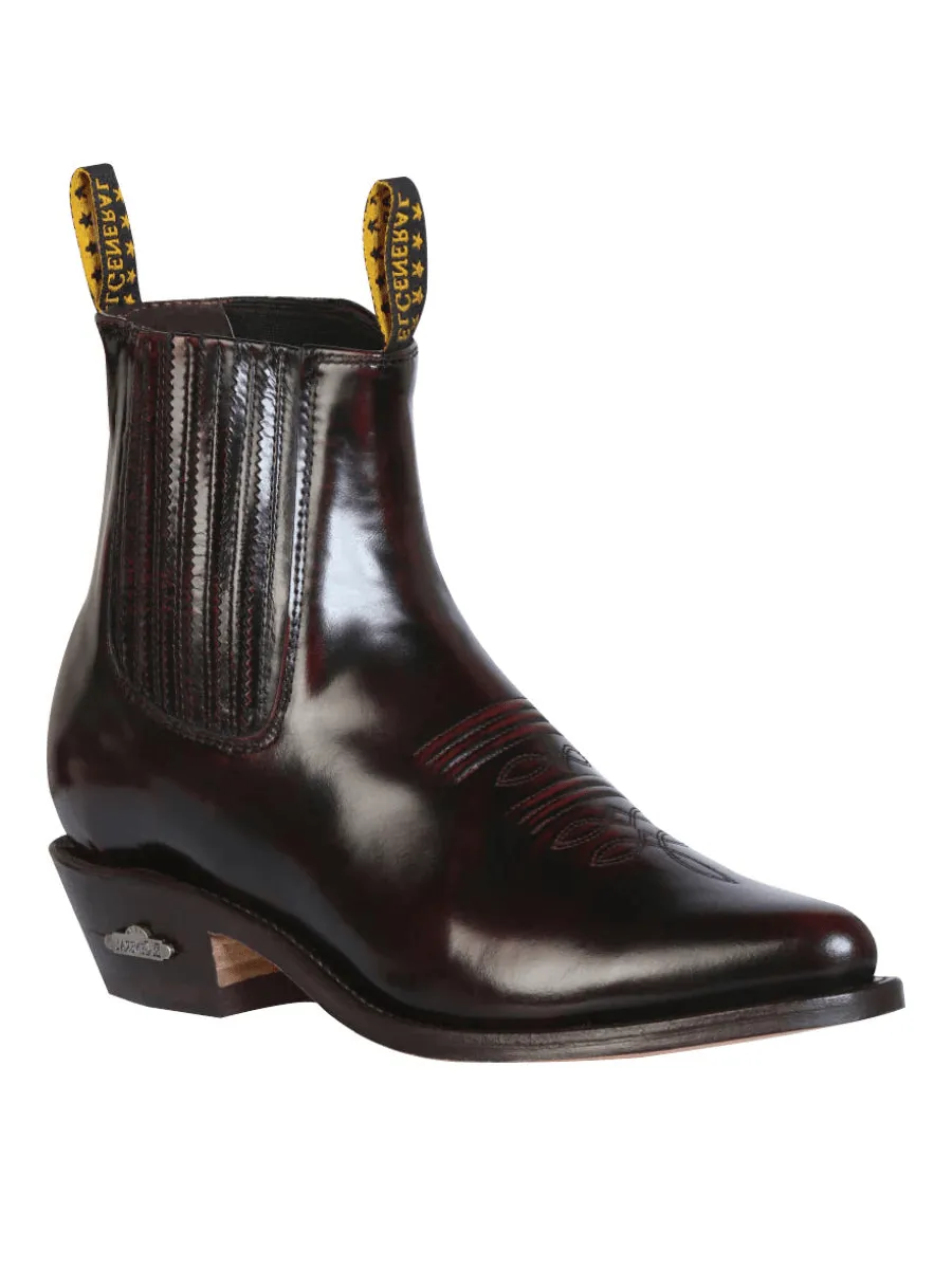 Men's Leather Chameleon Finish Classic Cowboy Ankle Boots 'El General' Wine Color 179