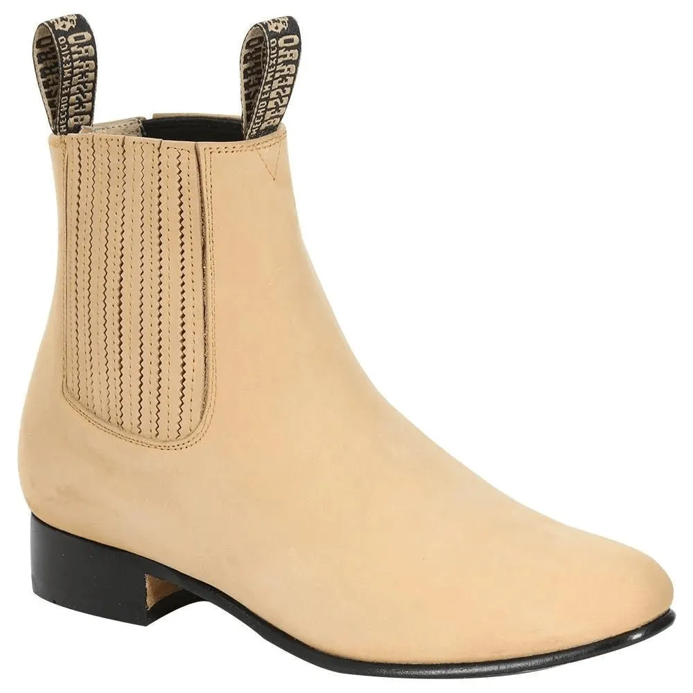 Men's Nubuck Leather Classic Charro Ankle Boots 'El Besserro' Honey Color 203