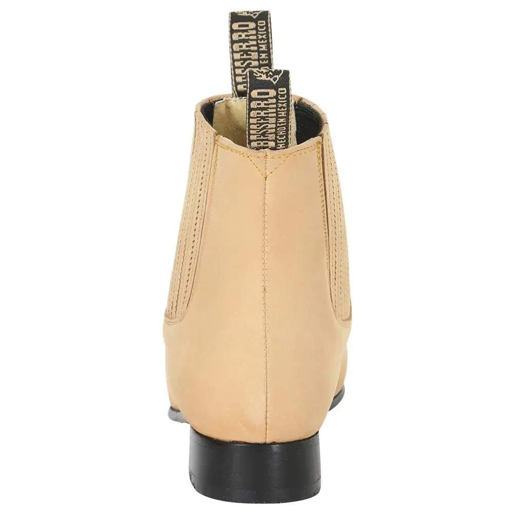Men's Nubuck Leather Classic Charro Ankle Boots 'El Besserro' Honey Color 203