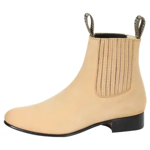 Men's Nubuck Leather Classic Charro Ankle Boots 'El Besserro' Honey Color 203