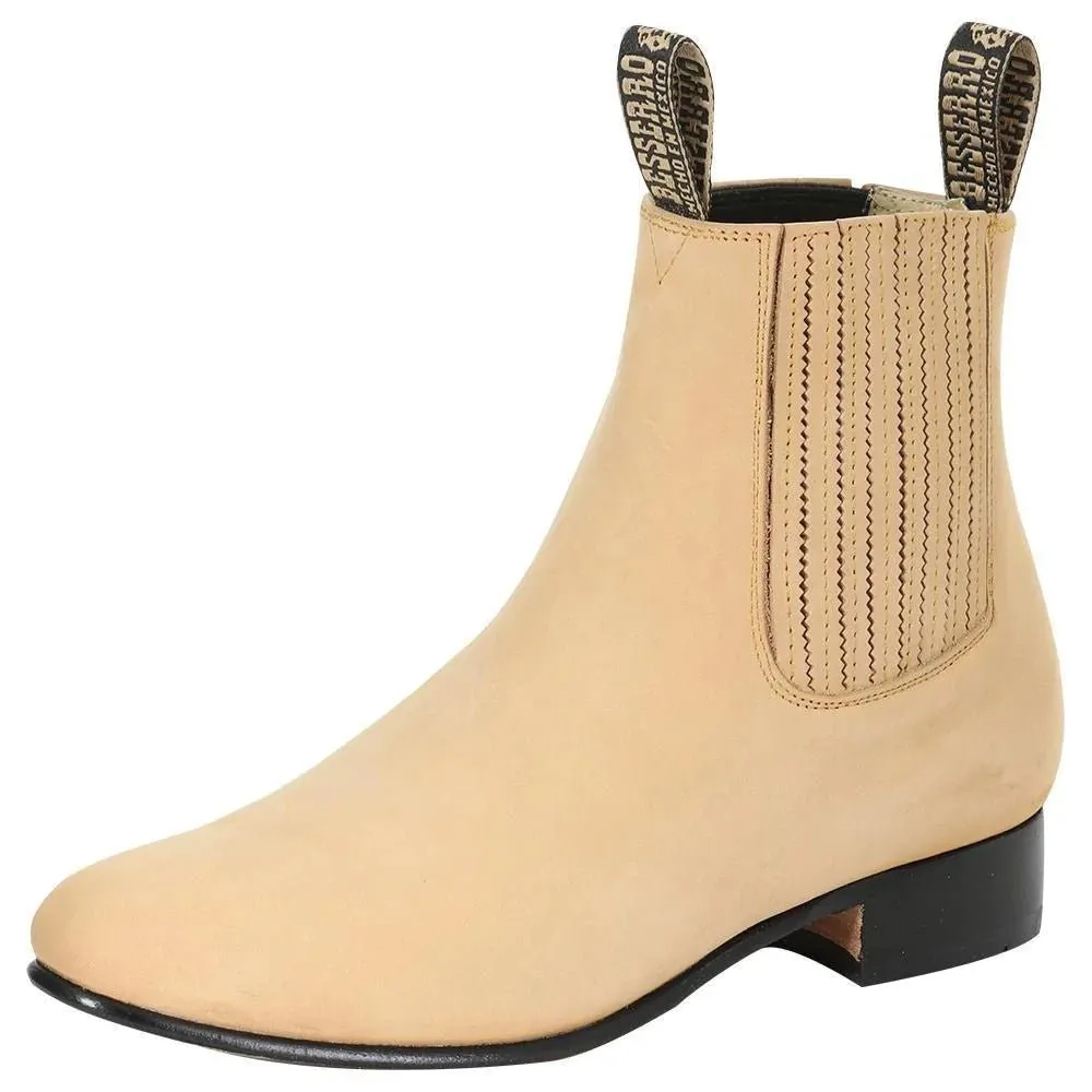 Men's Nubuck Leather Classic Charro Ankle Boots 'El Besserro' Honey Color 203