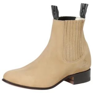 Men's Nubuck Leather Classic Charro Ankle Boots 'El Canelo' Sand Color 228