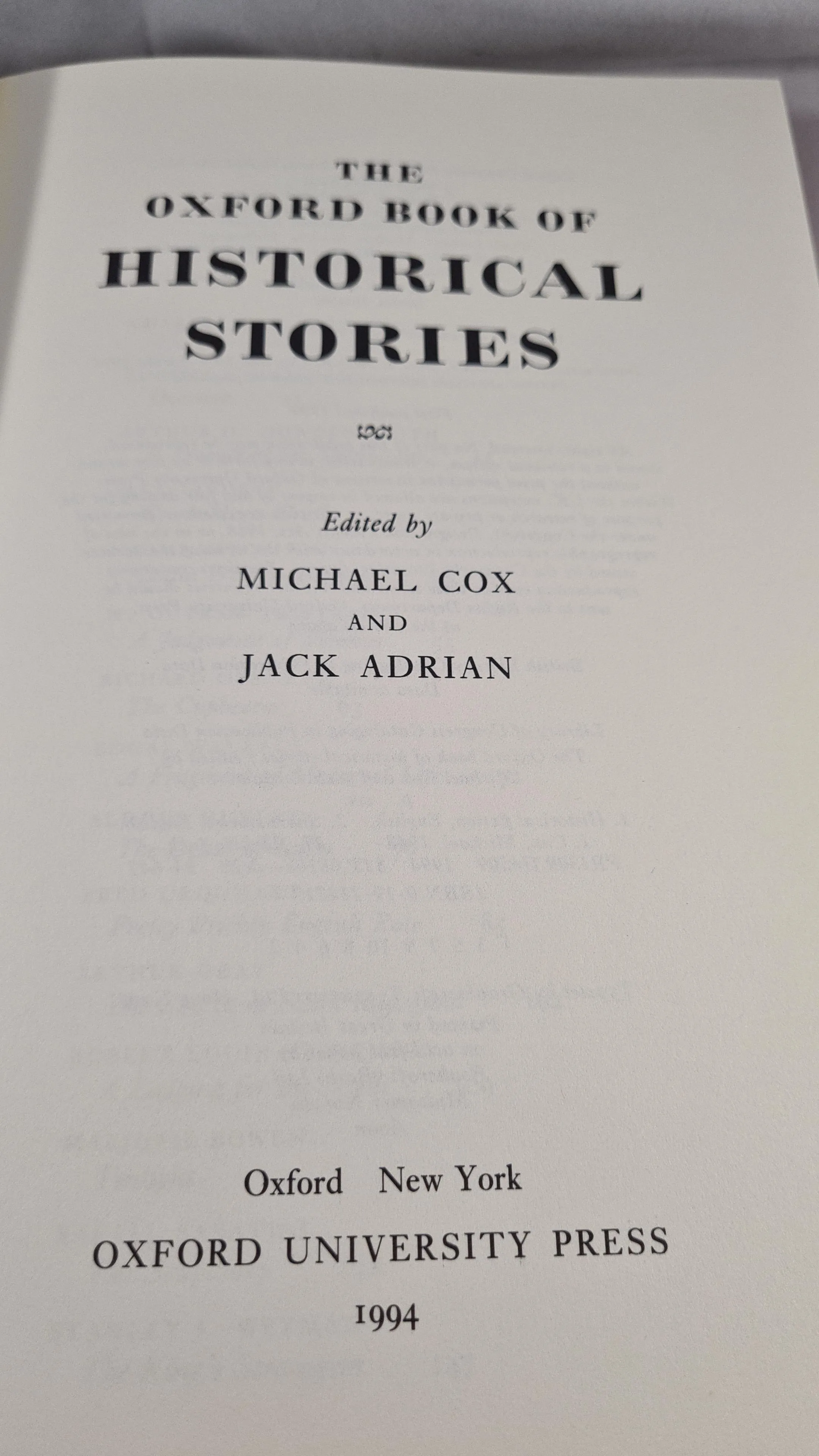 Michael Cox & Jack Adrian - The Oxford Book of Historical Stories, 1994