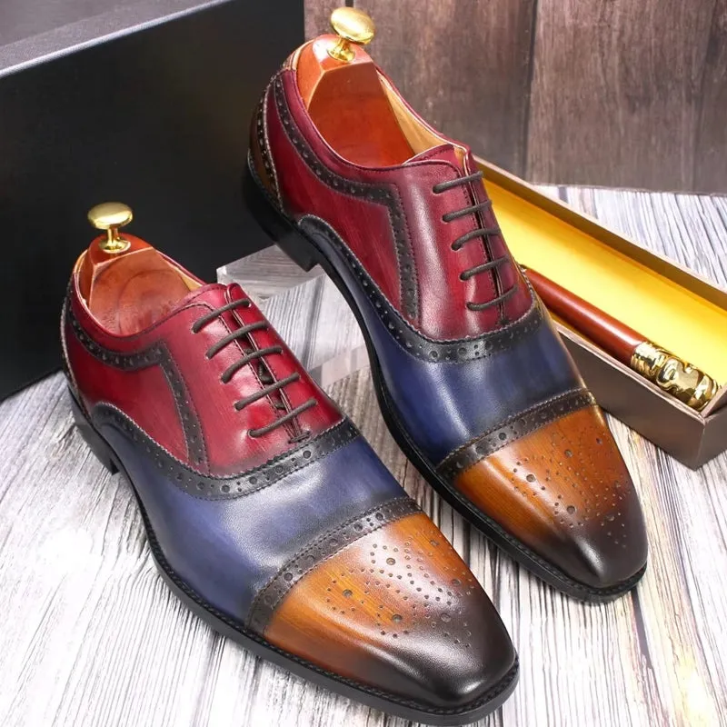 Mixed Color Oxford Cowhide Men Dress Shoes