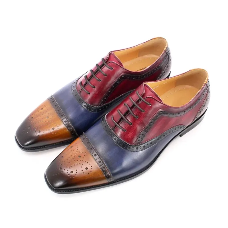 Mixed Color Oxford Cowhide Men Dress Shoes