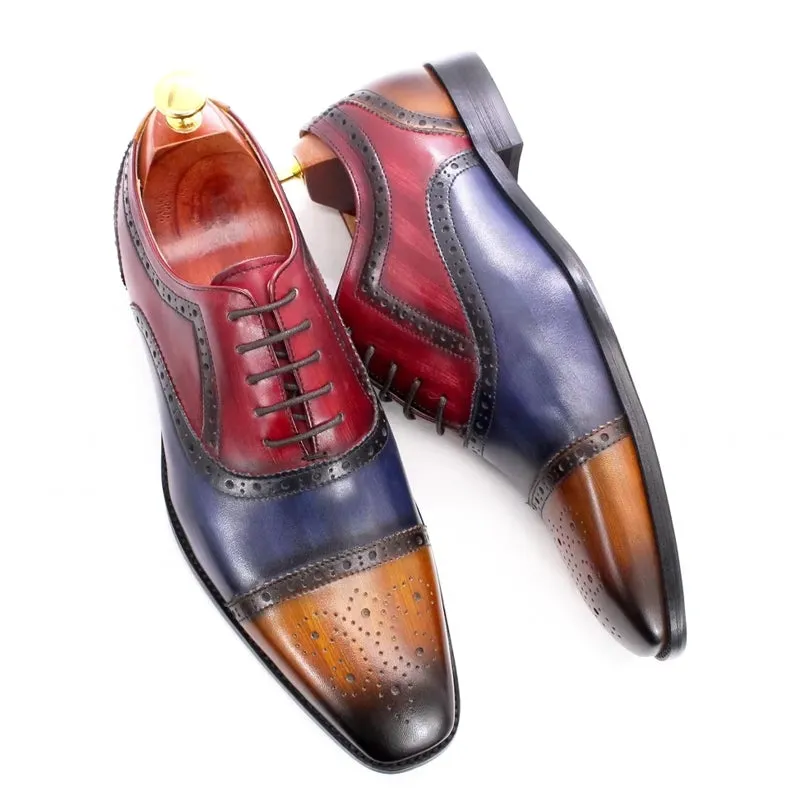 Mixed Color Oxford Cowhide Men Dress Shoes