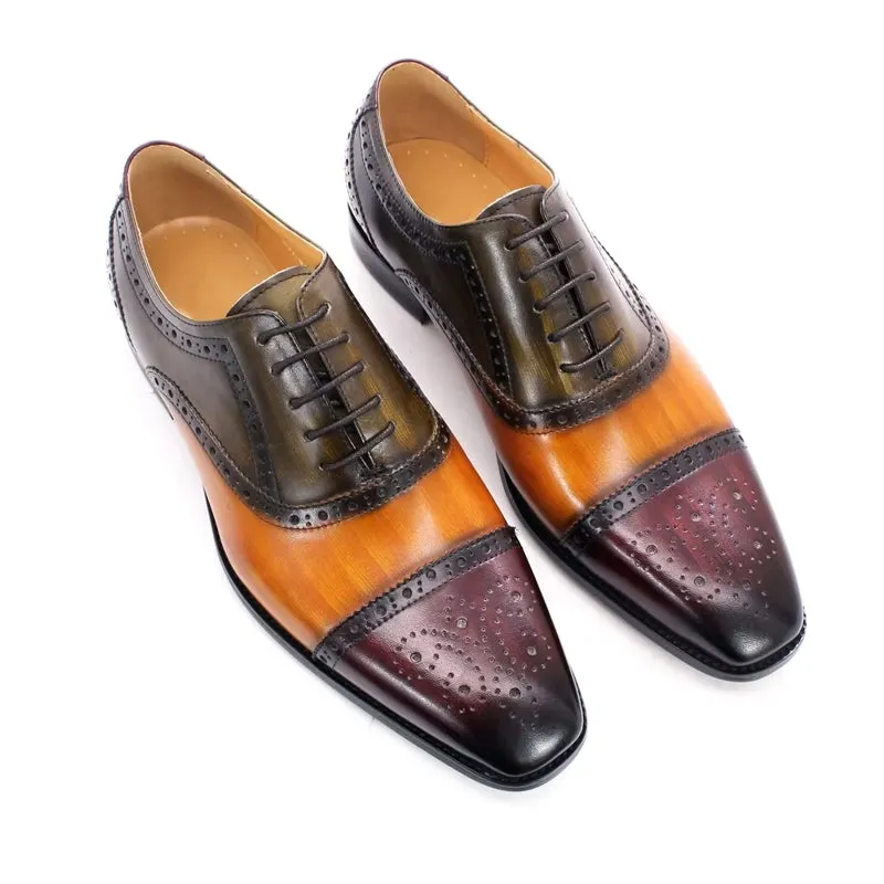 Mixed Color Oxford Cowhide Men Dress Shoes