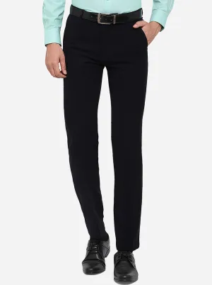 Navy Blue Solid Slim Fit Formal Trouser | JB Studio