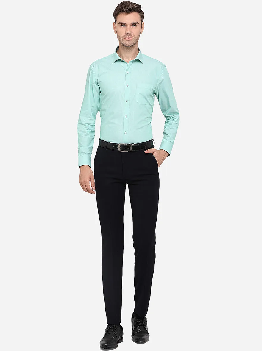Navy Blue Solid Slim Fit Formal Trouser | JB Studio