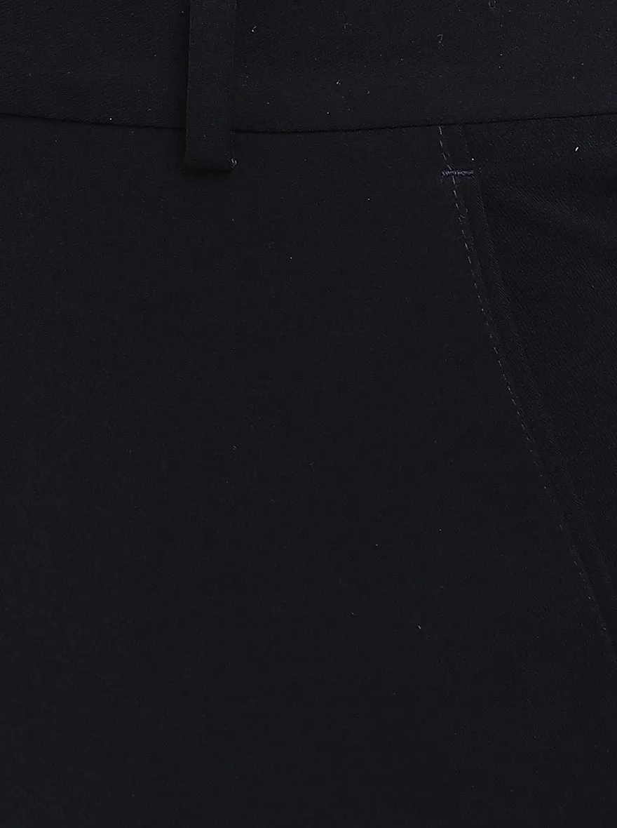 Navy Blue Solid Slim Fit Formal Trouser | JB Studio