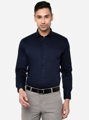 Navy Blue Solid Slim Fit Party Wear Shirt | Greenfibre