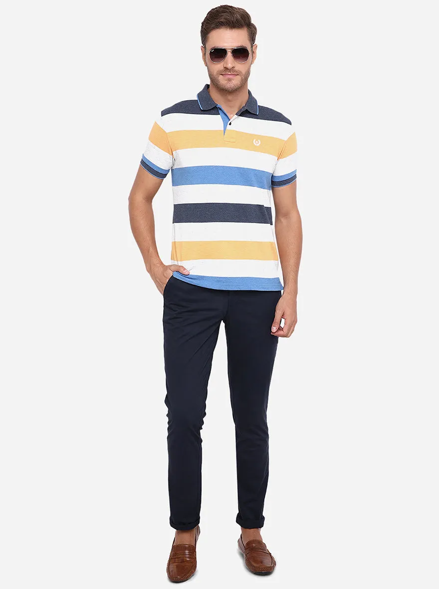 Navy Blue Solid Uno Fit Casual Trouser | JadeBlue