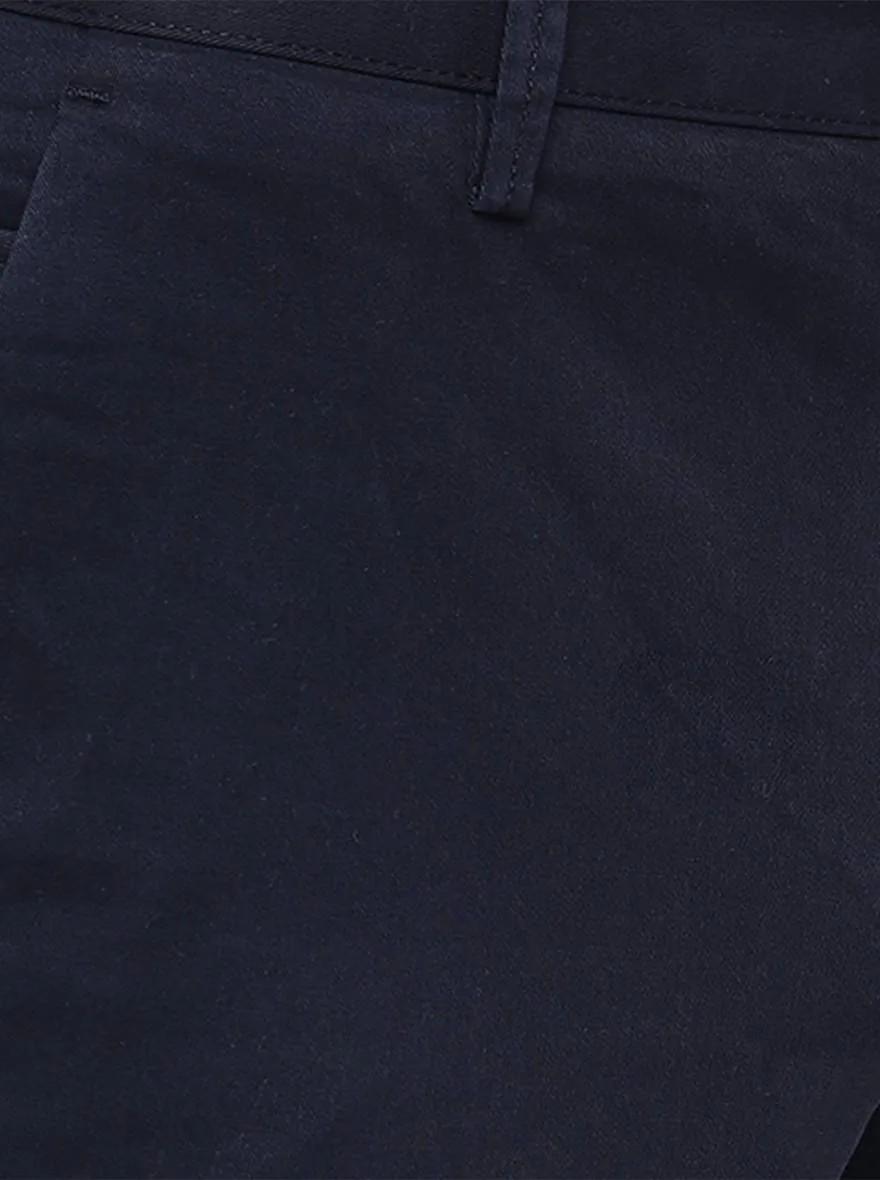 Navy Blue Solid Uno Fit Casual Trouser | JadeBlue