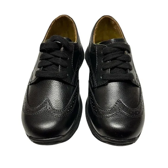 NEW Florsheim Boys Size 10.5 Black Leather Great Lakes Wing Tip Oxford Jr. Shoe