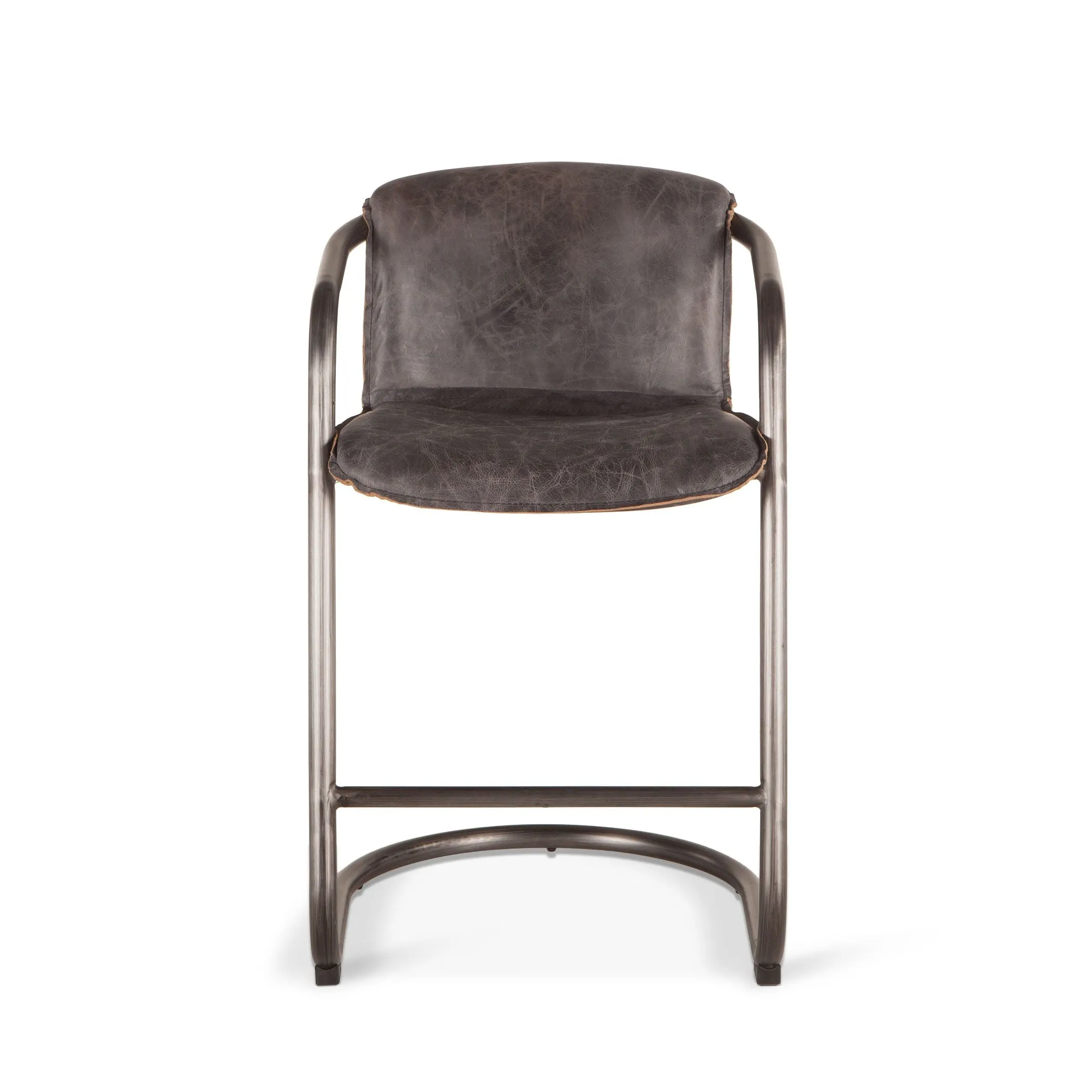 Nisky Leather Counter Chair - Antique Ebony