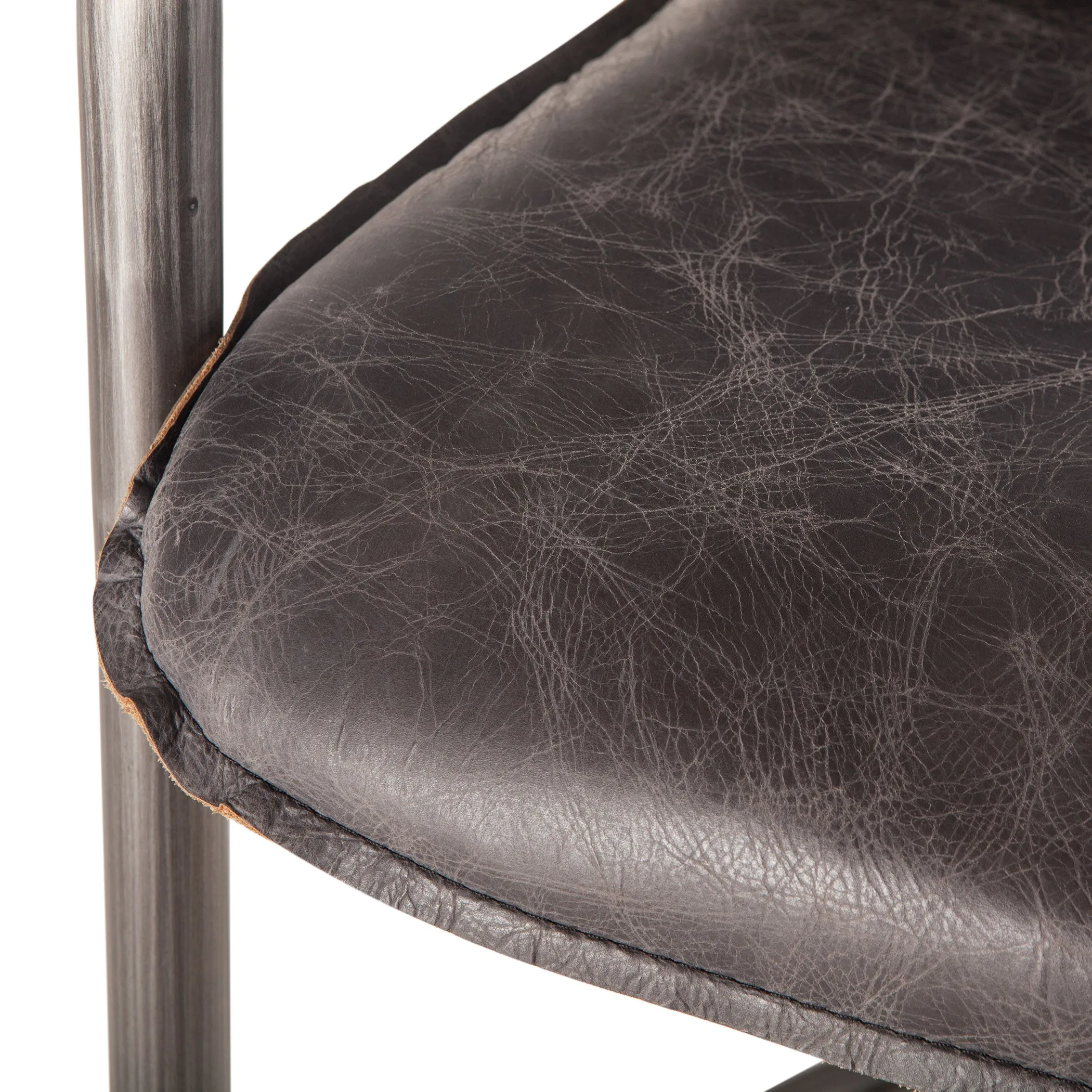 Nisky Leather Counter Chair - Antique Ebony