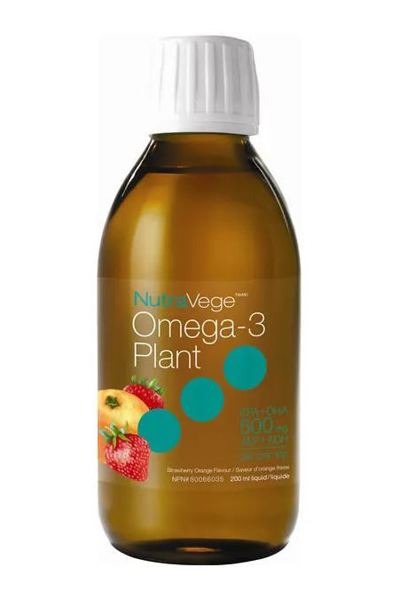 NutraVege Omega-3 Plant Based 500mg EPA   DHA Strawberry Orange Flavour 200ml