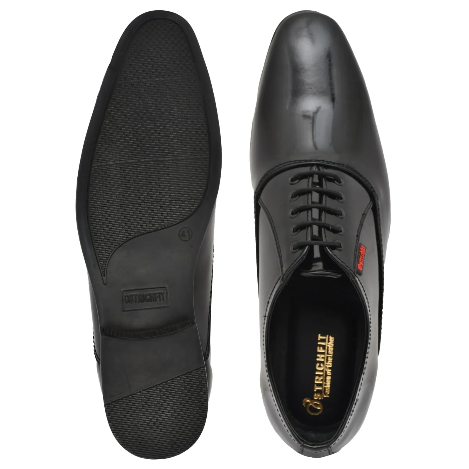 Ostrichfit men's lace-up shoes in Leather Black OF-6527 BLK