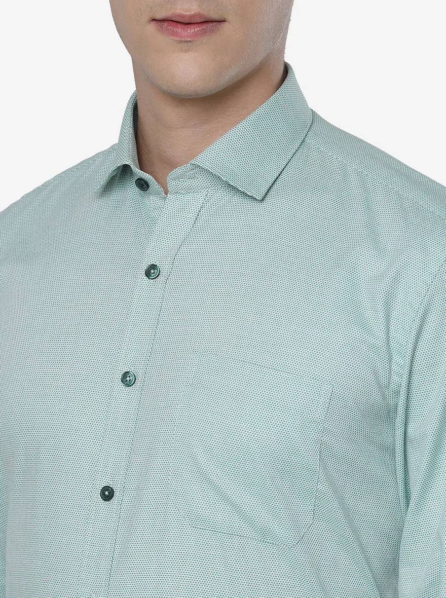 Pastel Green Solid Regular Fit Formal Shirt | JadeBlue