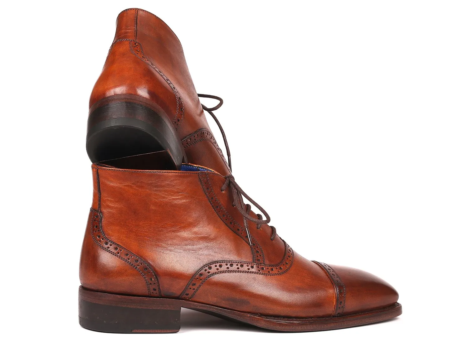 Paul Parkman Men's Cap Toe Ankle Boots in Antique Brown
